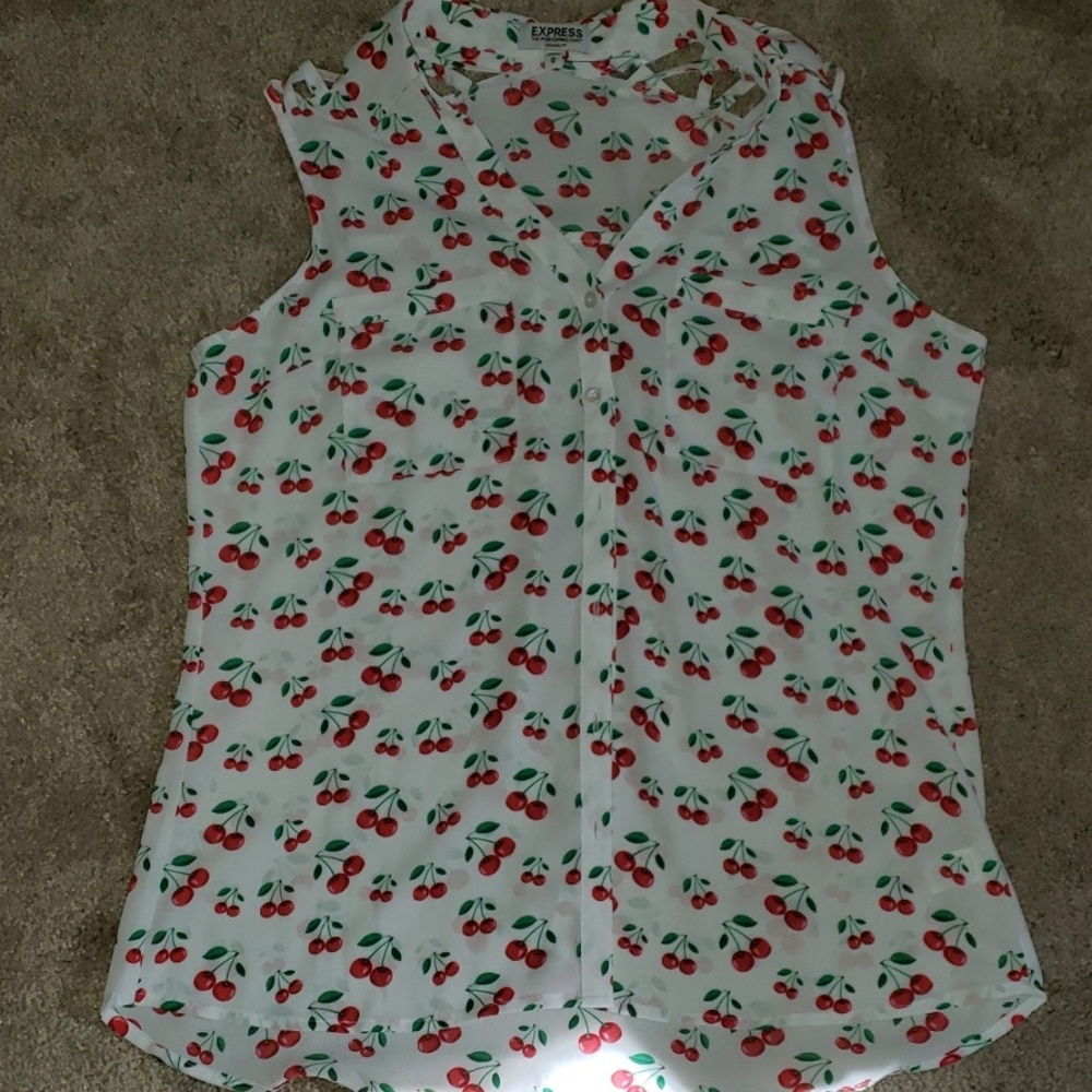 Express white top with red cherries